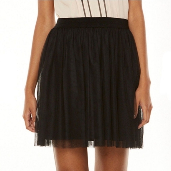 LC Lauren Conrad Make Believe Black Tulle Skirt Layered Elastic Stretch Waist L - Picture 3 of 11
